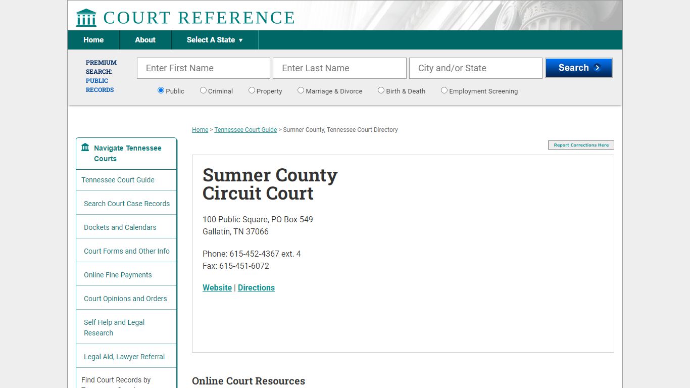 Sumner County Circuit Court - Court Records Directory