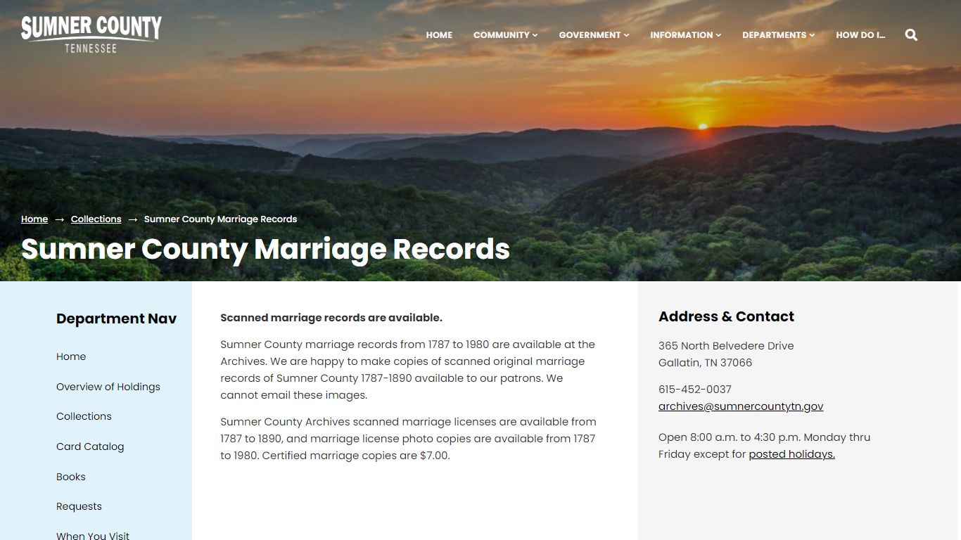 Sumner County Marriage Records - Sumner County, TN